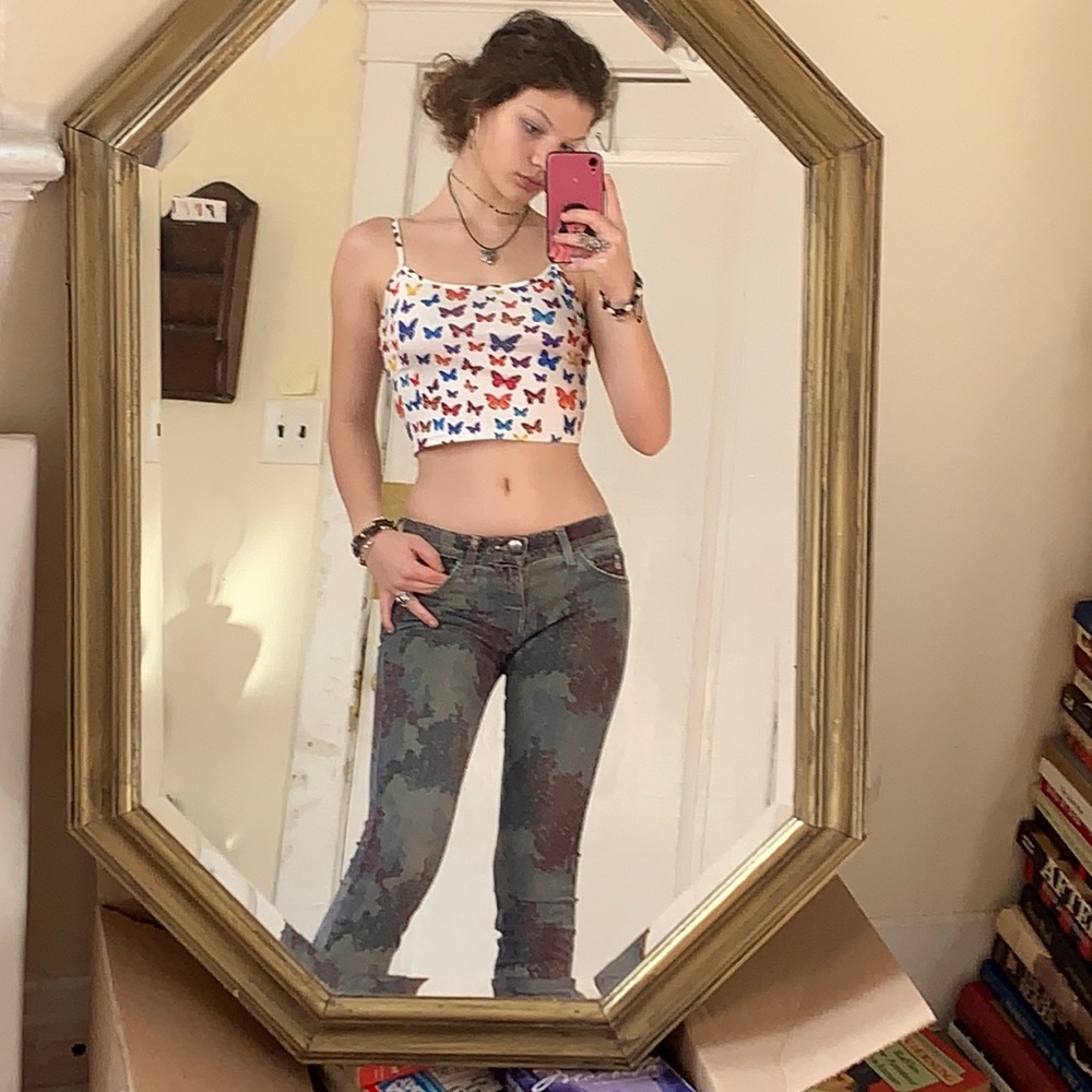 White Deep Rainbow Butterfly Top